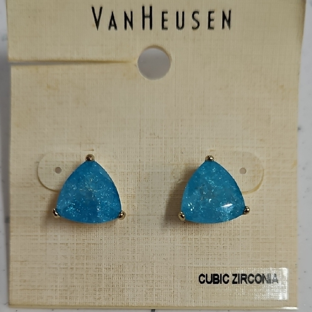 Van Heusen Gold and Blue Geometric Earrings